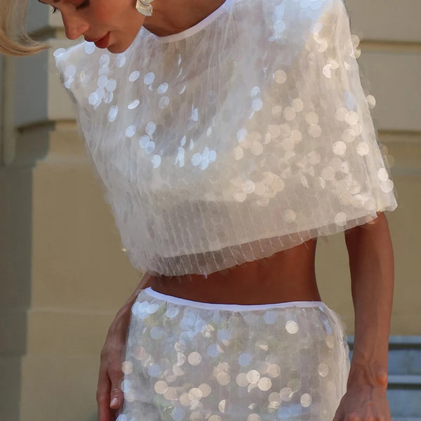 Jessamine Sequin Mini Skirt Set Two-piece