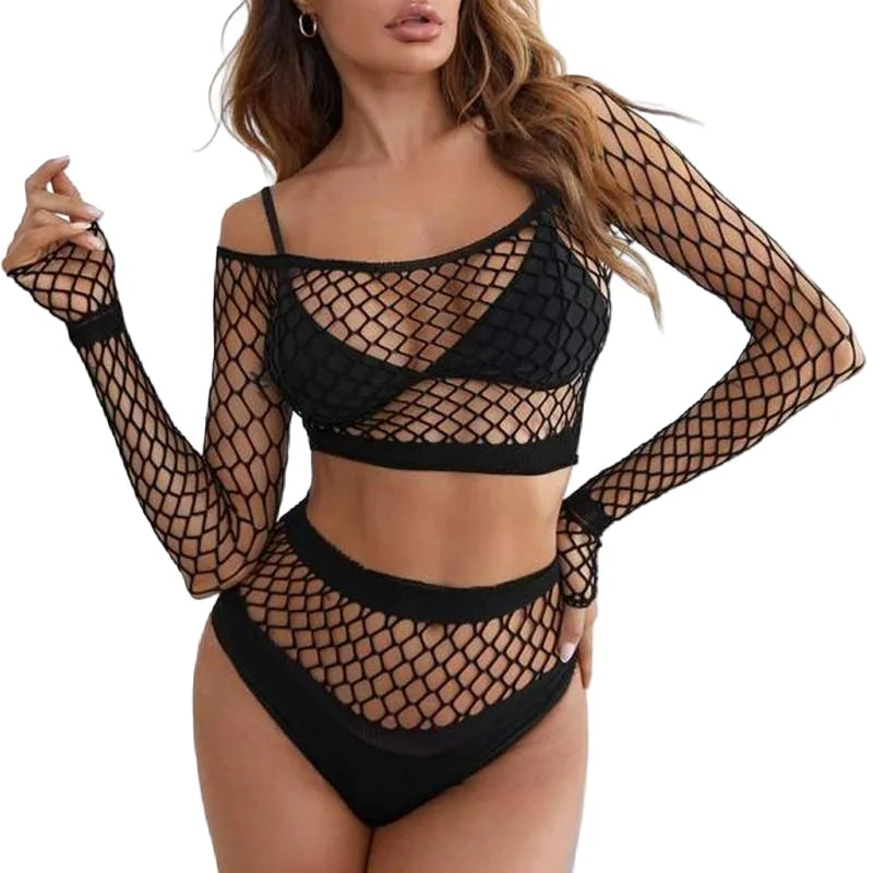 Noir Temptation Fishnet Mesh Lingerie Two-piece Main image