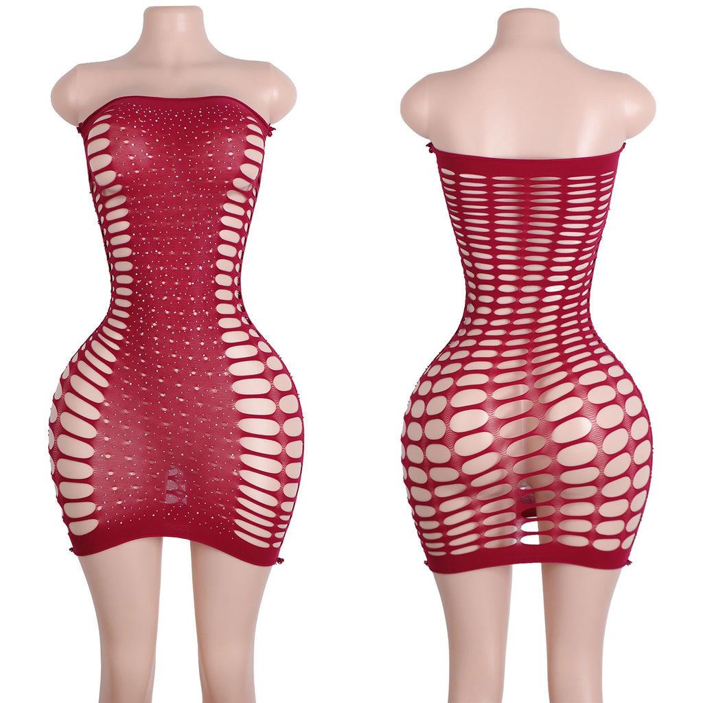 Obsidian Siren Fishnet Rhinestone Lingerie