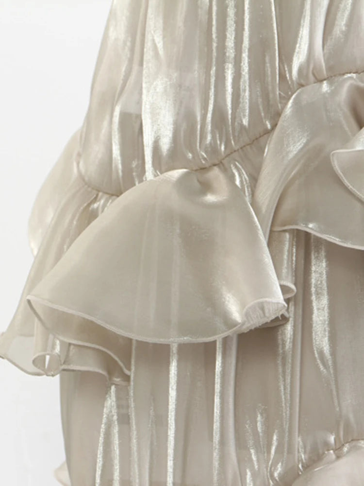 Seraphina Ruffle Satin Midi Skirt One-piece