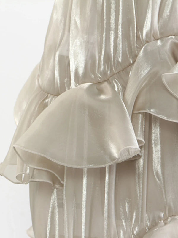 Seraphina Ruffle Satin Midi Skirt One-piece