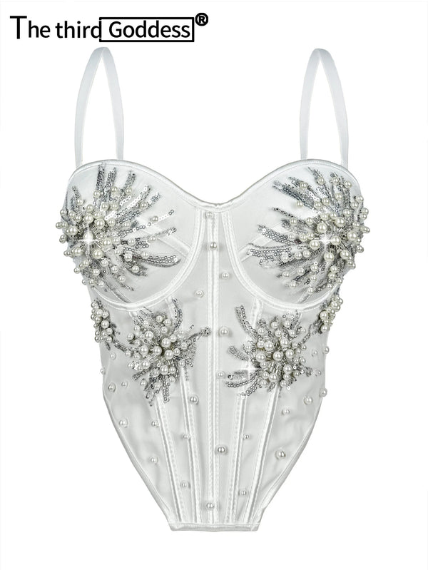 Rowena Rhinestone Backless Corset Crop Top