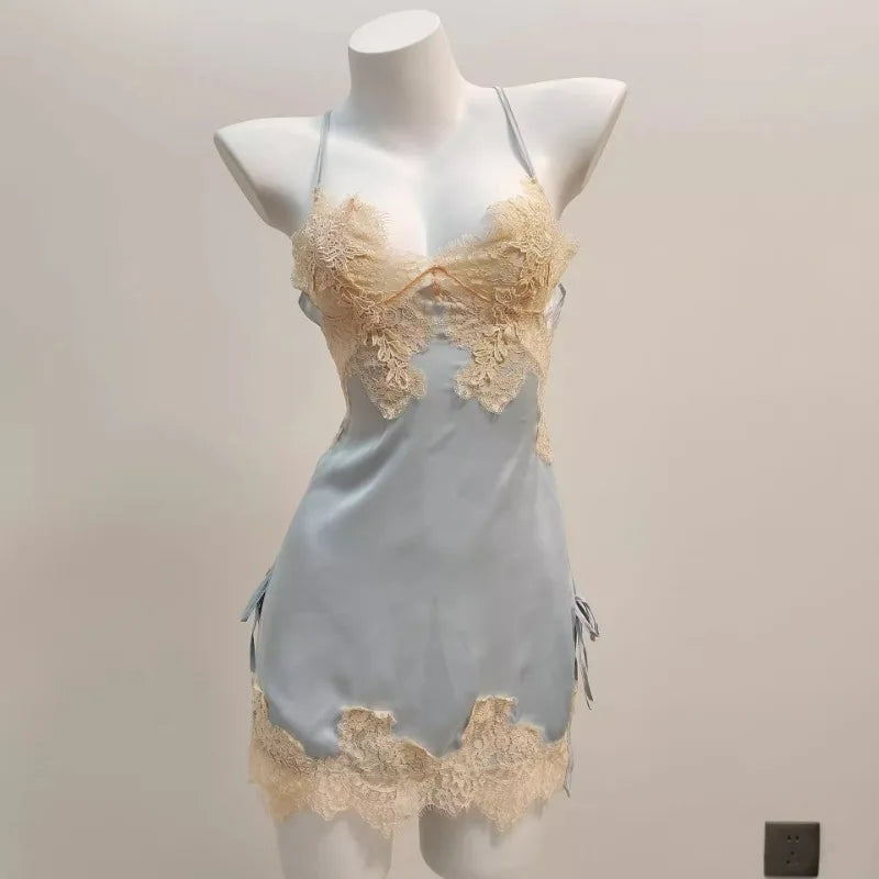 Farrah Lace Satin Nightgown One-piece