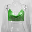 Electra Metallic Sequin Halter Backless Crop Top One-piece