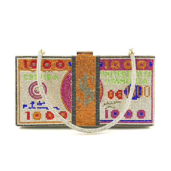 Odessa Crystal Money-Stack Box Clutch