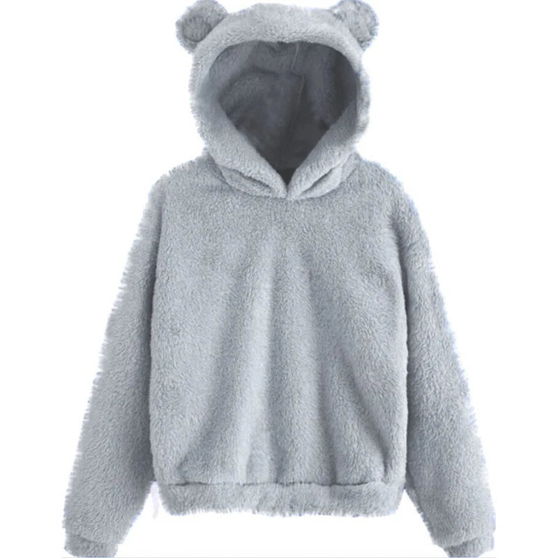 Bryony Fluffy Bear-Ears Cropped Hoodie One-piece