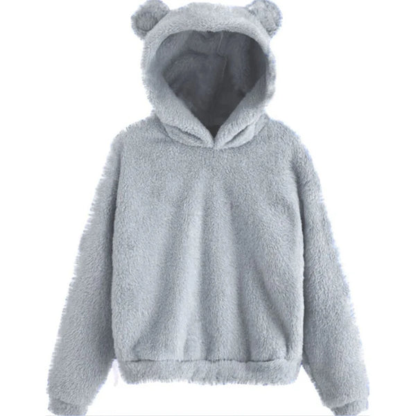 Bryony Fluffy Bear-Ears Cropped Hoodie One-piece