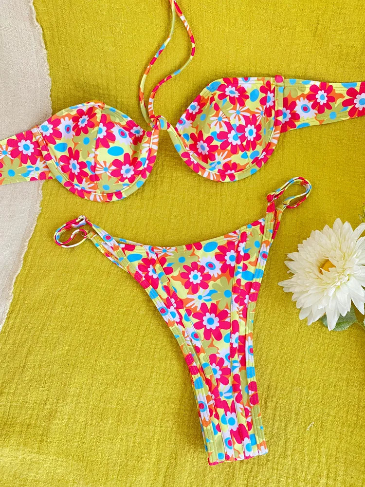 Iris Floral Push-Up Thong Bikini Two-piece Secondary image