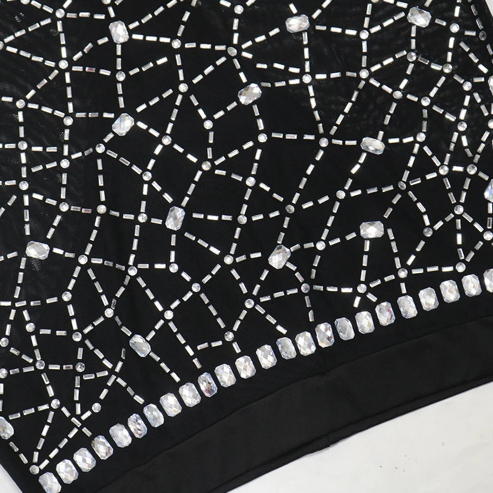 Noelle Rhinestone Mesh Crop Top & Mini Skirt Two-piece