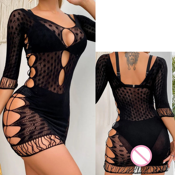 Obsidian Web Fishnet Mesh Lingerie