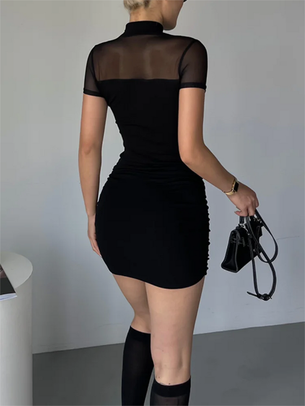 Nyla Mesh Panel Bodycon Mini Dress