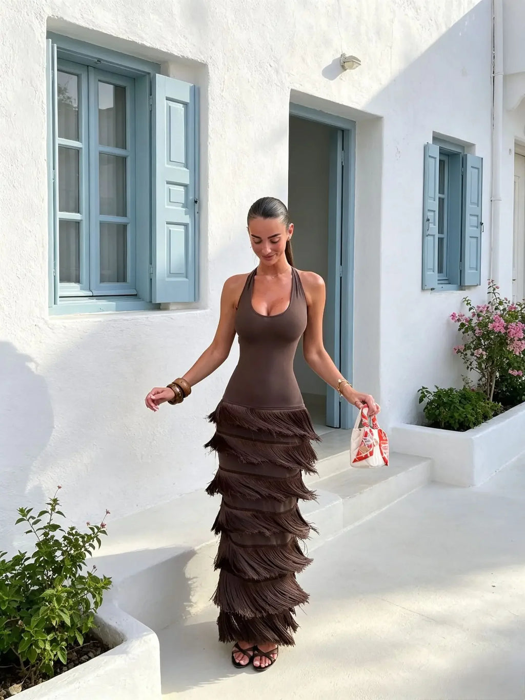Maya Tassel Halter Maxi Dress