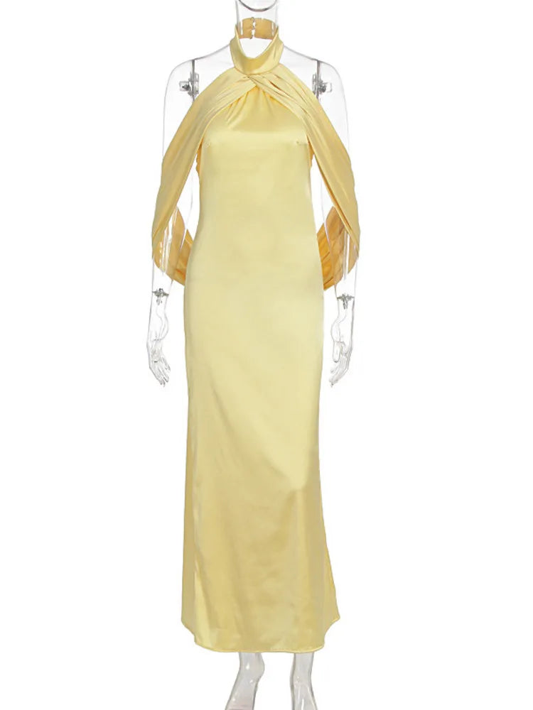 Naomi Satin Halter Backless Maxi Dress