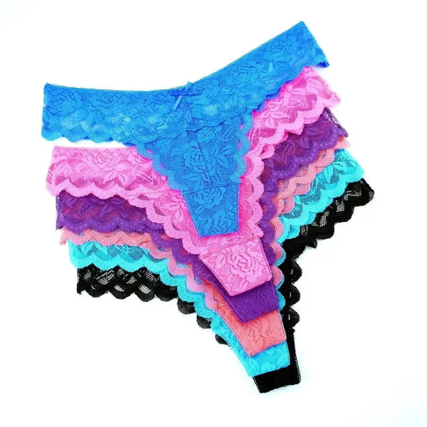Violetta Sheer Lace G-String Panty Pack Lingerie 3-piece
