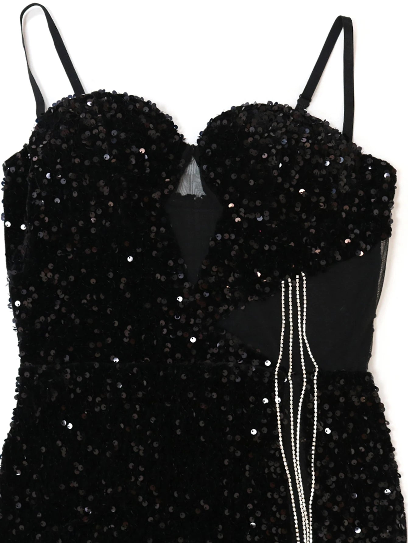 Evangeline Sheer Sequin Bodycon Maxi Dress