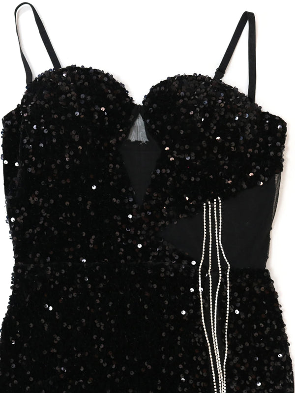 Evangeline Sheer Sequin Bodycon Maxi Dress