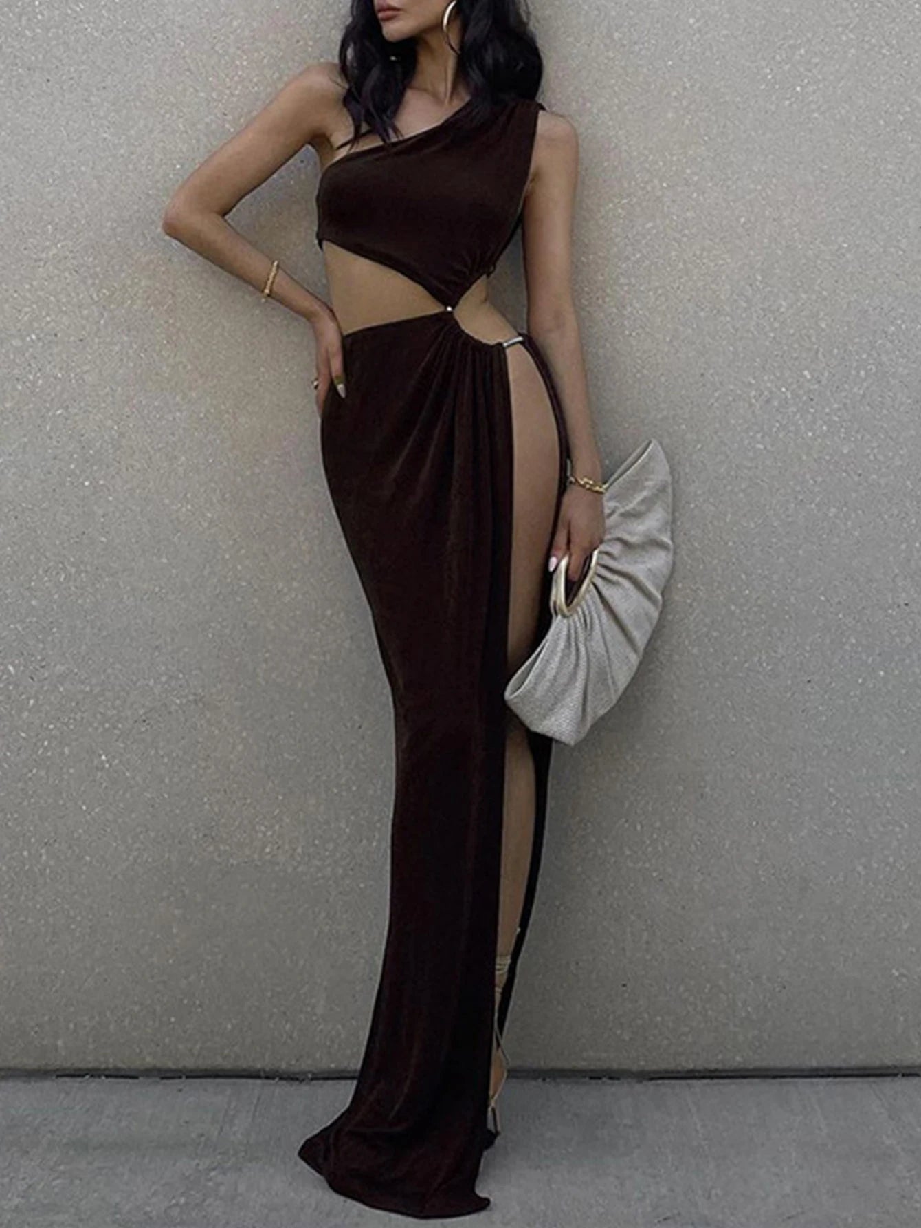 Aurelia One-Shoulder Backless Bodycon Maxi Dress