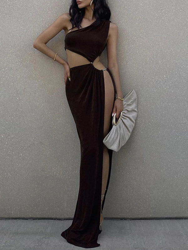 Aurelia One-Shoulder Backless Bodycon Maxi Dress