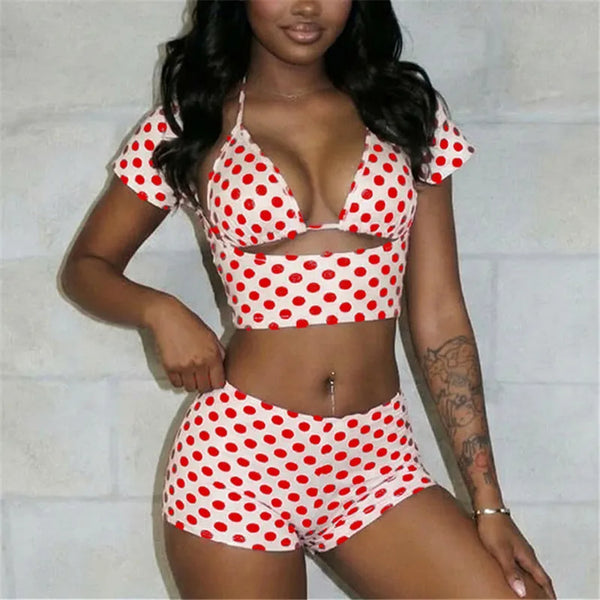 Isabella Polka Dot Cutout Shorts Apparel Two-piece