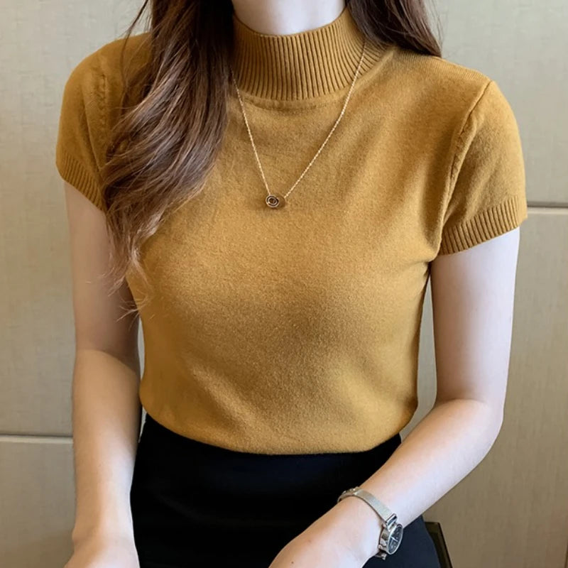 Aveline Mock-Neck Short-Sleeve Tee