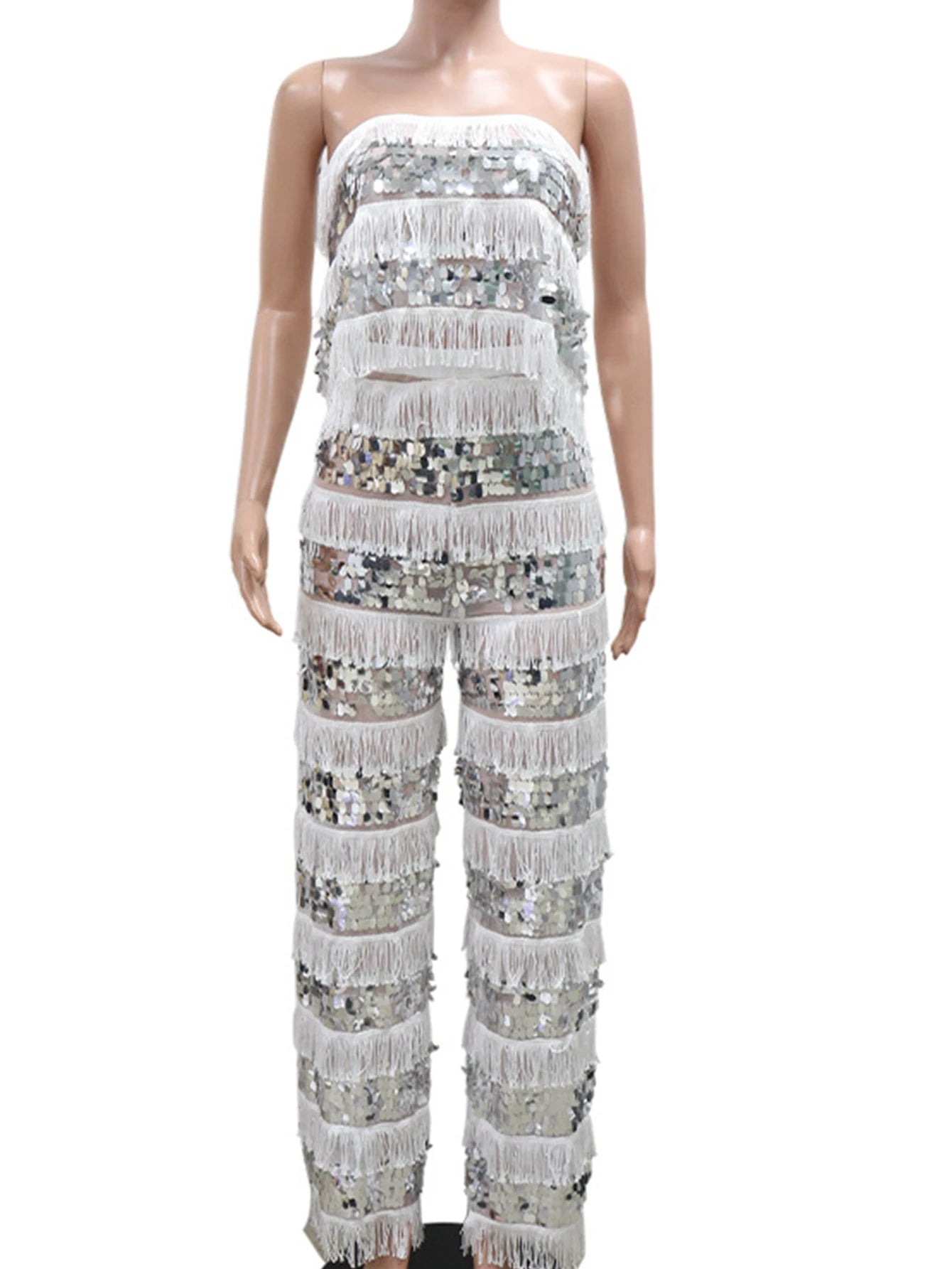 Melisande Sequin Wide-Leg Jumpsuit One-piece