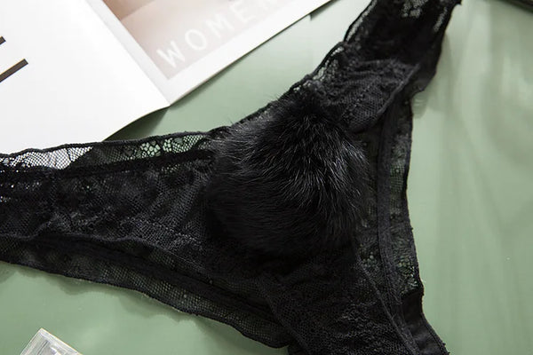 Colette Lace Mesh Bunny-Tail Panty Lingerie One-piece