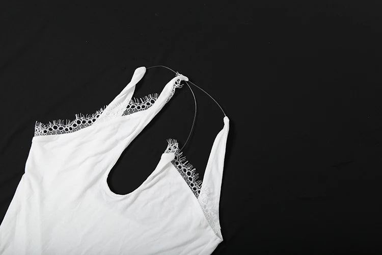Kliou Irregular Hollow Sexy Bodysuits Woman Lace Patchwork Backless Sleeveless Skinny Stretch Hot Girls Street Hipster Bodycon