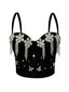 Sexy black white rhinestone corset crop top women summer night club party tops for woman clothes cropped halter tank top hotwife
