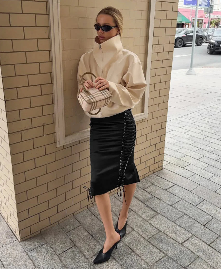 Renata Lace Satin Midi Skirt One-piece