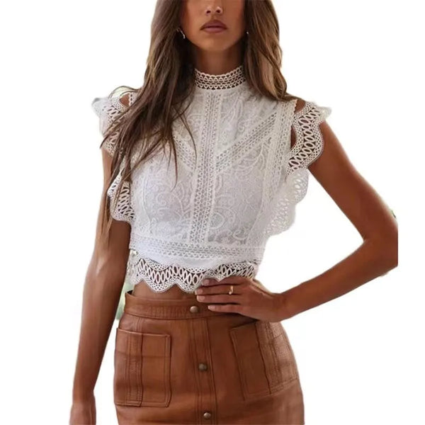 Nerina Geometric Lace Chiffon Tank Top One-piece