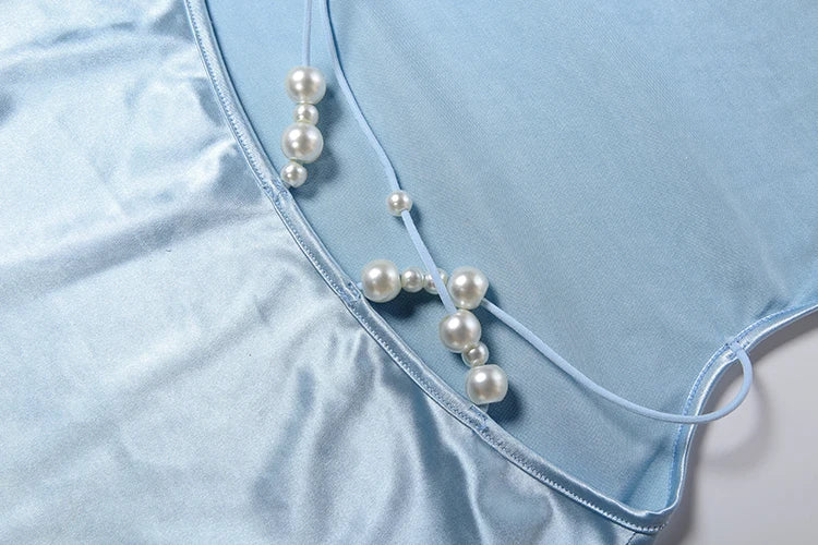 Amina Beaded Satin Cowl-Neck Maxi Dress