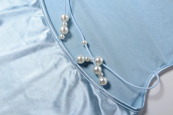 Amina Beaded Satin Cowl-Neck Maxi Dress