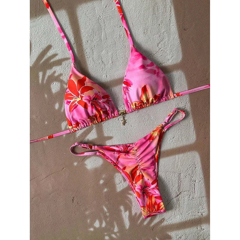 Bella Leopard Print Triangle Bikini Set