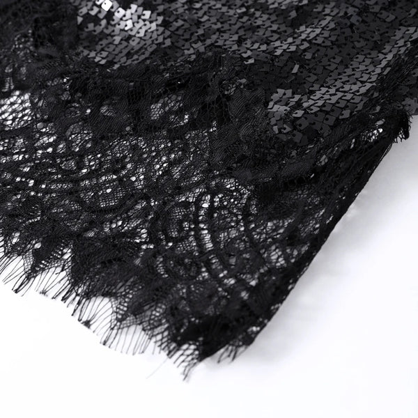 Alina Midnight Lace Sequin Maxi Dress