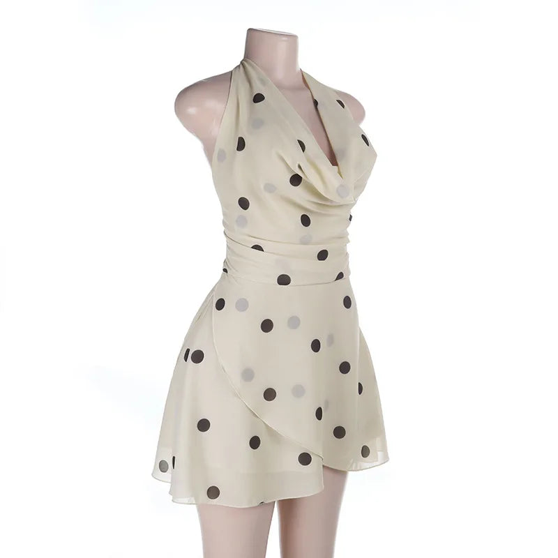 Poppy Polka-Dot Halter A-Line Mini Dress