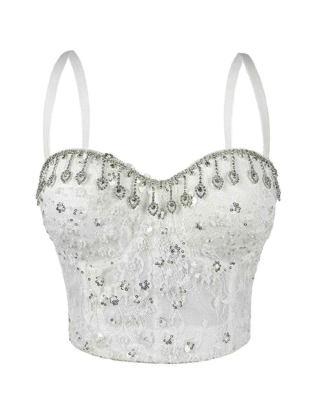 Sexy white rhinestone corset crop top women summer club party tops for woman clothing halter tank top cropped hotwife streetwear