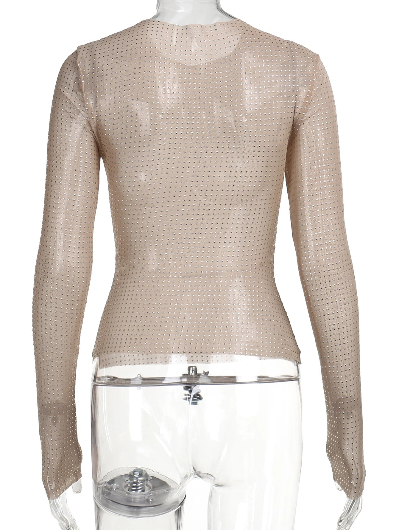Sexy See Through Gauze Crop Top Summer Y2K Top Women Clothes Streetwear Long Sleeve Tees Cropped Tops Camisas T-Shirt Shiny Tops Secondary image