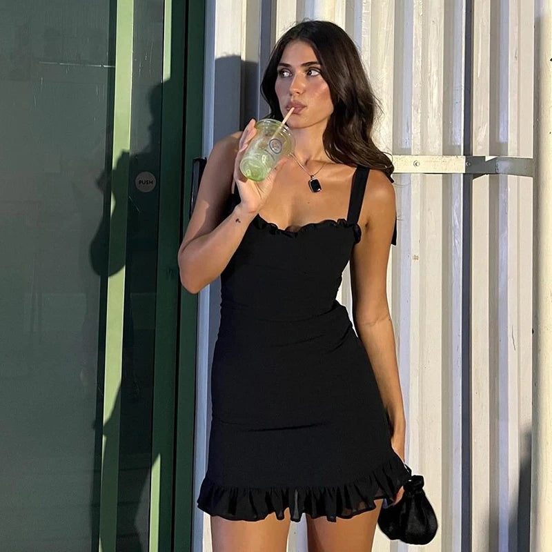 Geneva Ruffle Backless Slim Mini Dress
