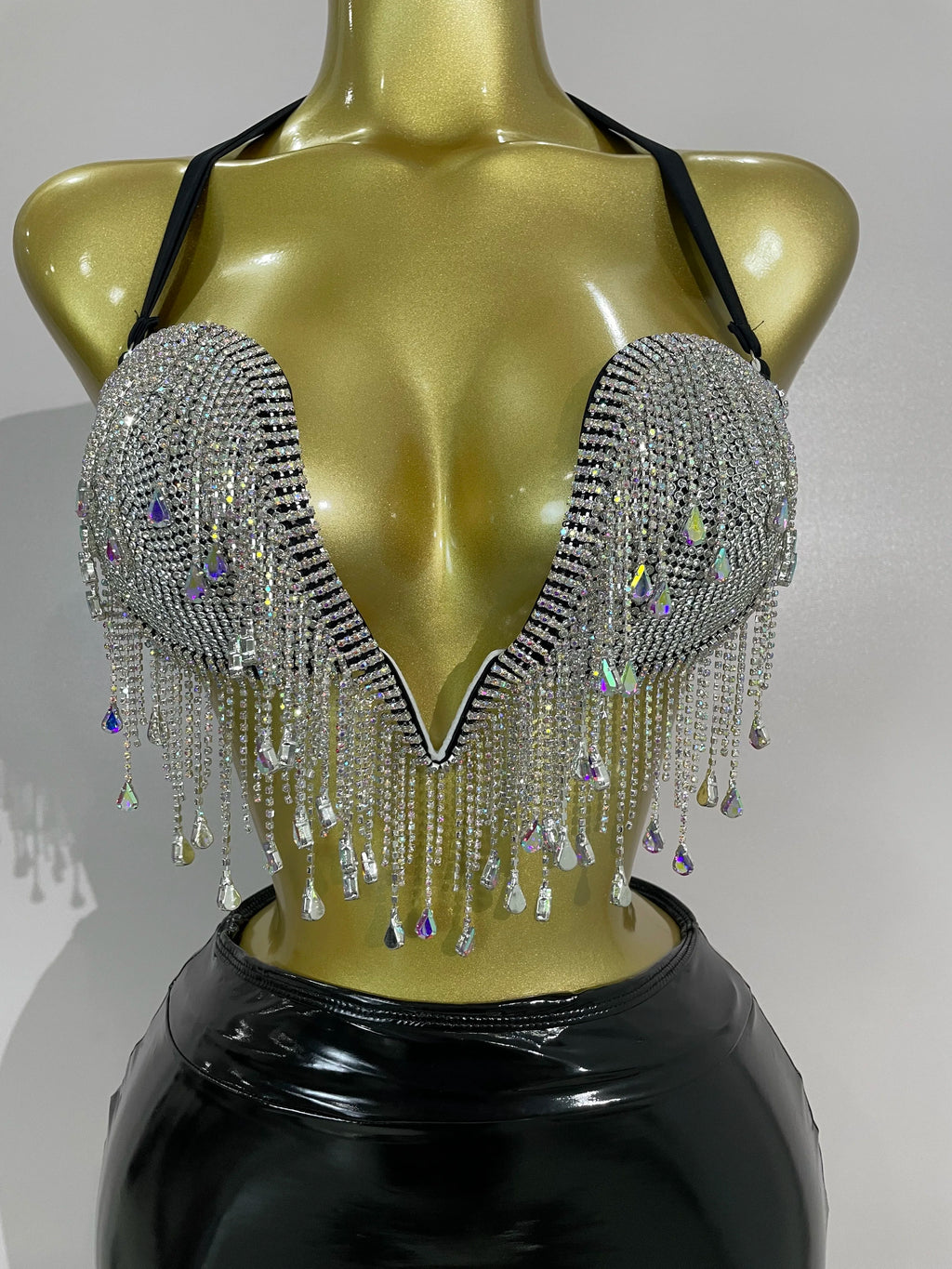 Oriana Rhinestone Chain Crop Top & Mini Skirt Two-piece