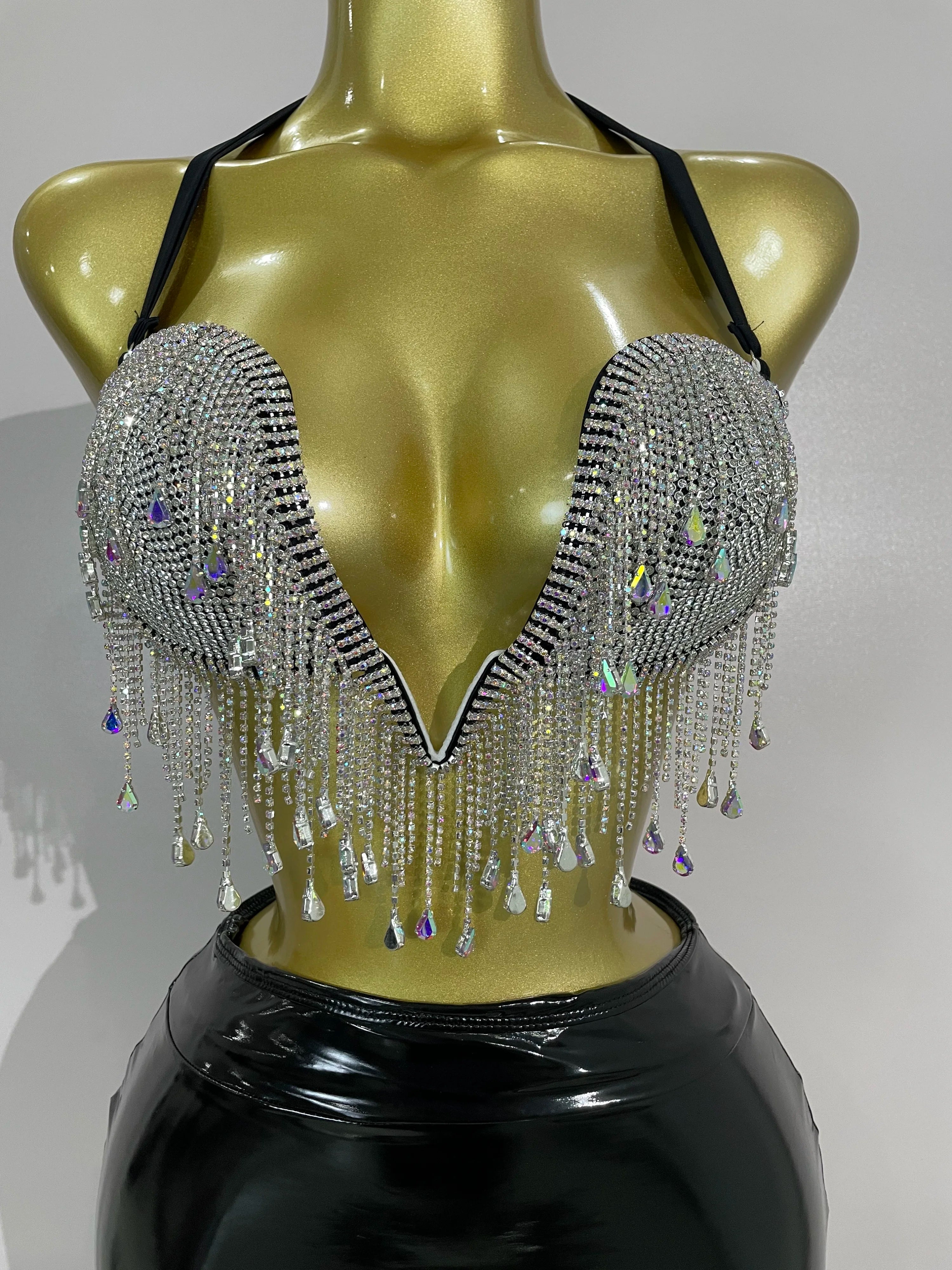 Oriana Rhinestone Chain Crop Top & Mini Skirt Two-piece