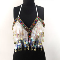 Sequin Rhinestone Bra Women Tee Gothic Blusas Corset Ladies Shirt Camis Party Woman Clothes y2k Crop Tops Ropa Club Tank Top