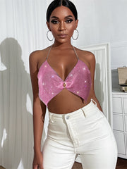 Sequin Rhinestone Bra Women Tee Gothic Blusas Corset Ladies Shirt Camis Party Woman Clothes y2k Crop Tops Ropa Club Tank Top