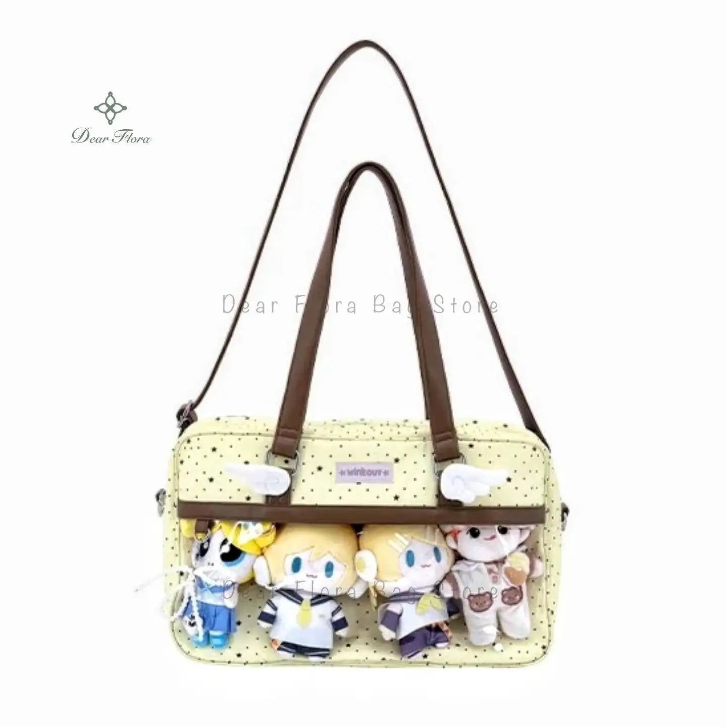 New Cute Large Capacity Lace Ita Bag Lolita Girls Transparent Pocket Y2k DIY Badge Display Shoulder Bag Casual Polka Dot Handbag