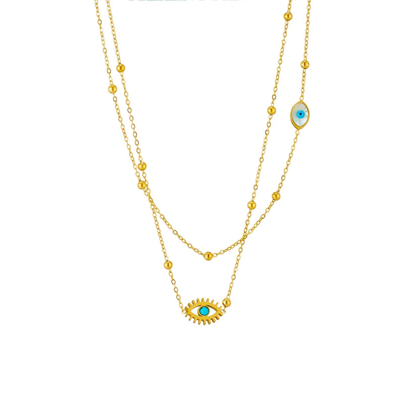 Evelina Layered Eye Pendant Necklace