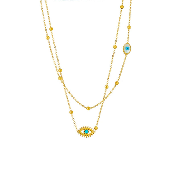 Evelina Layered Eye Pendant Necklace