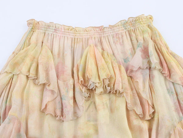 Maribel Gradient Tiered Ruffle Midi Skirt One-piece
