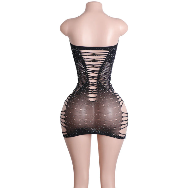 Obsidian Eclipse Fishnet Rhinestone Lingerie