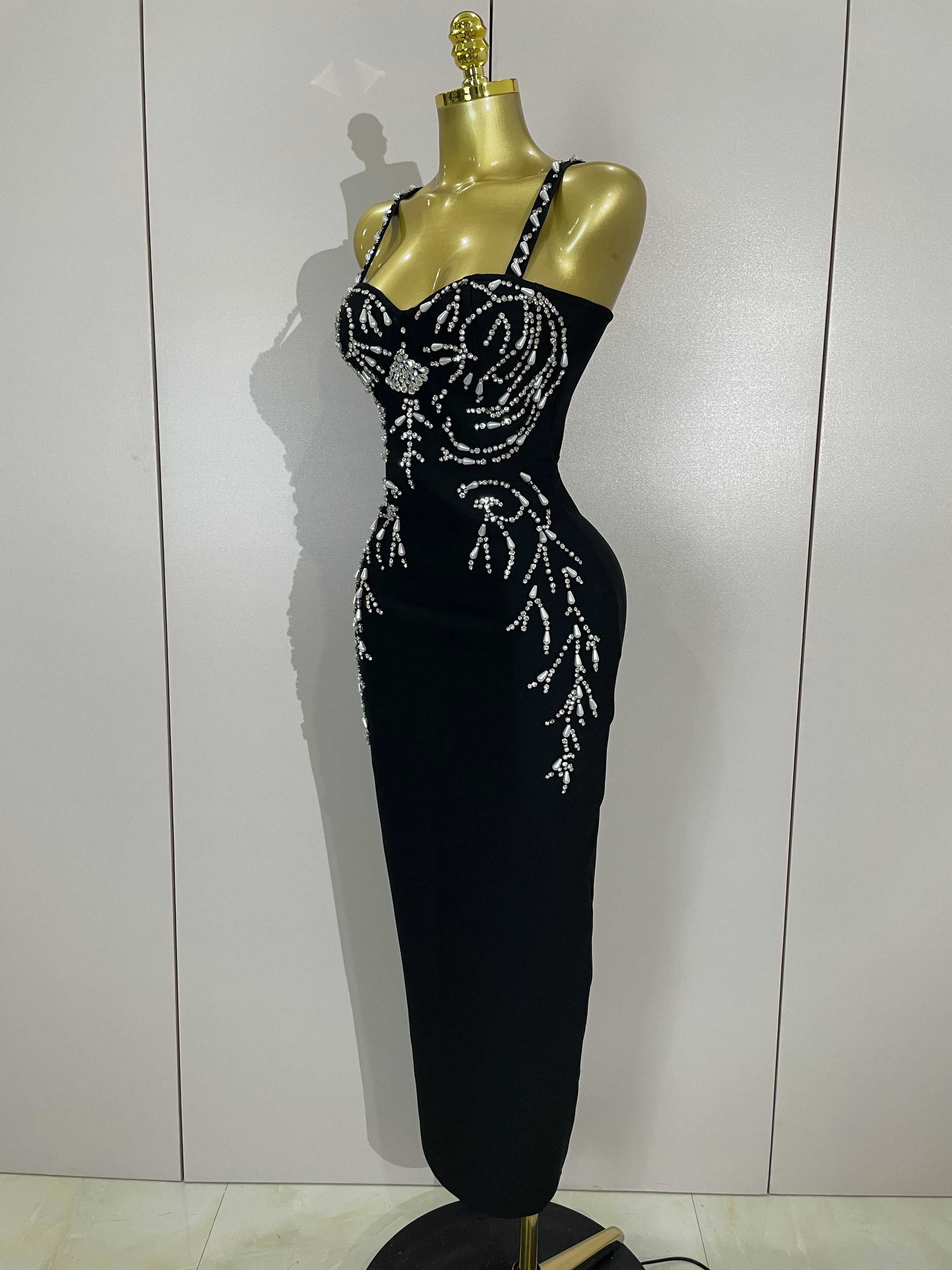 Primrose Beaded Backless Bandage Maxi Dress