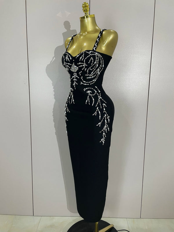 Primrose Beaded Backless Bandage Maxi Dress
