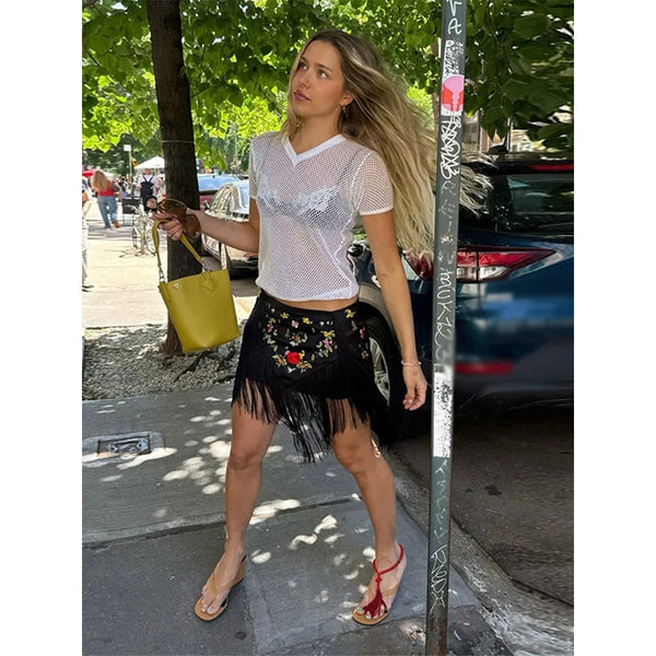 Elodie Fringe Bodycon Midi Skirt One-piece